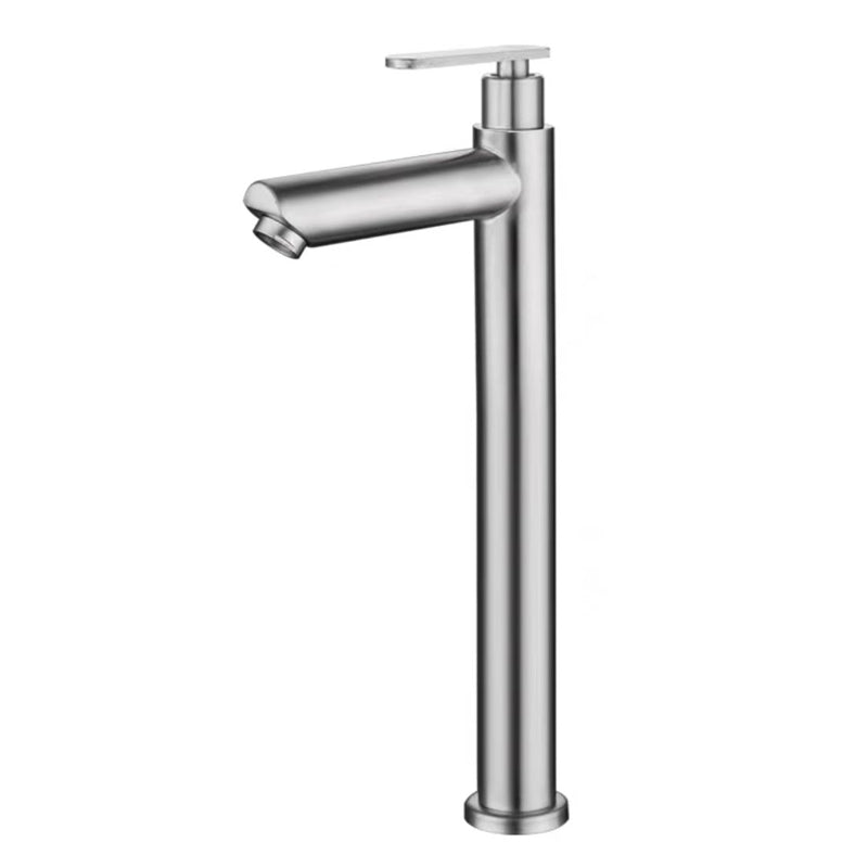 Tall Body 304 Stainless Steel Basin Faucet Deck Mounted Cold Water Single Handle Basin Water Tap