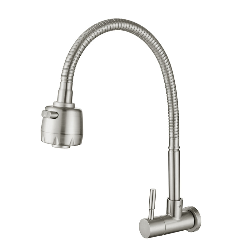 Good Price Single Handle Wall Mounted Brushed Nickel Kitchen Faucet 304 Stainless Steel Cold Water Kitchen Sink Faucet
