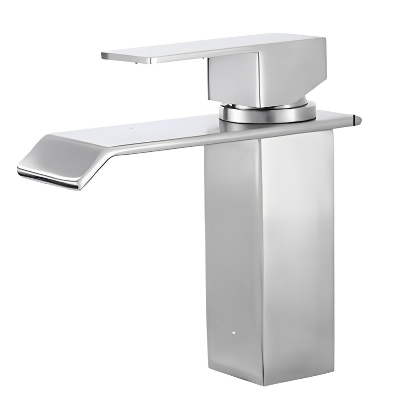 304 Stainless Steel Waterfall Spout Single Handle Bathroom Faucet Mixer Brushed Nickel Modern Lavatory Deck Mount Basin Faucet