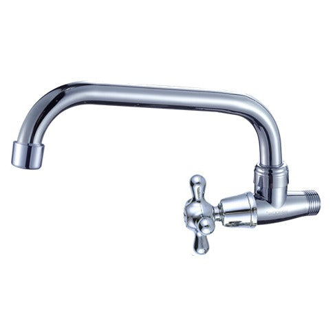 Chinese factory manufacturing single hole single cold water 32cm long horizontal pipe kitchen faucet handle chrome zinc body kitchen faucet