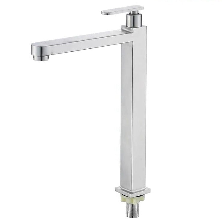 YOROOW Faucet Supplier Good Quality Single Handle Square Shape Long Body 304 Stainless Steel Cold Water Basin Faucet for Bathroom