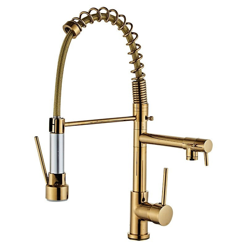 OEM manufacturer of galvanized gold spring kitchen hot and cold faucet countertop installation