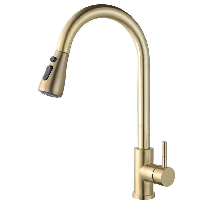 YOROOW manufacturer 304 stainless steel golden kitchen sink faucet with pull down spray single handle brushed nickel pull out kitchen faucet