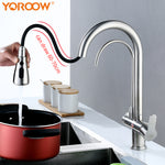 304 Stainless Steel Kitchen Sink Faucets with Pull Down Sprayer Single Handle Brushed Nickel Pull Out Kitchen Faucet