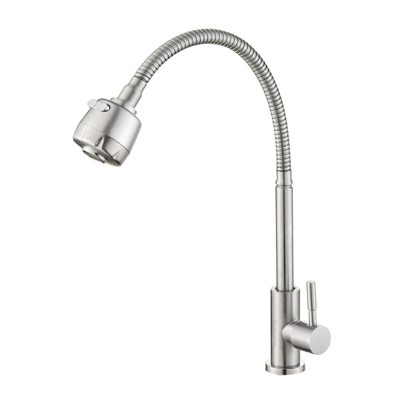 Factory Price 304 Stainless Steel Brushed Nickel Kitchen Faucet Single Handle Cold Water Flexible Hose Faucet for Kitchen
