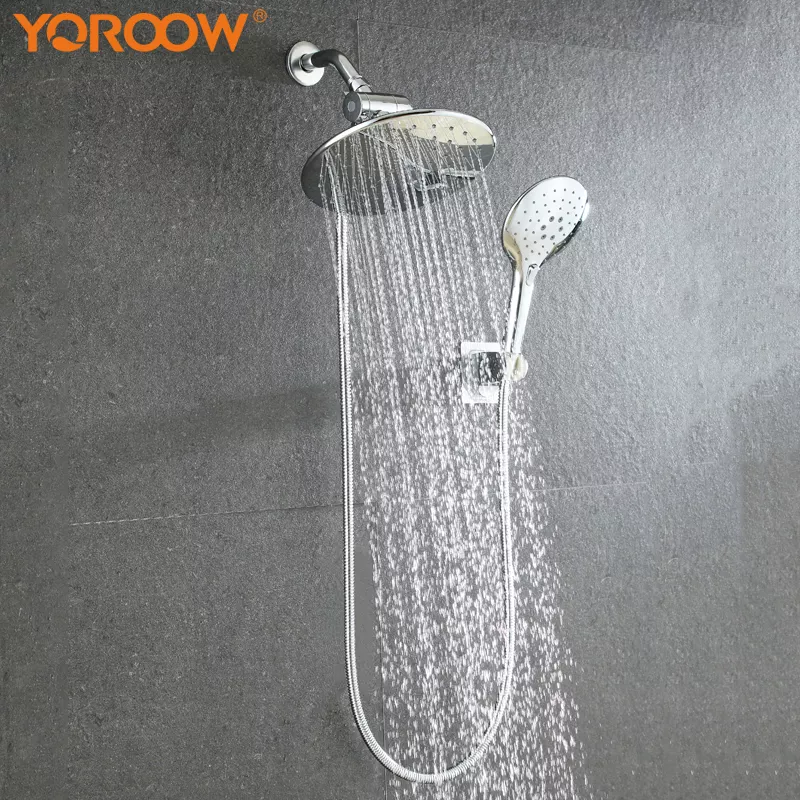 YOROOW High Pressure Rainfall Shower Head 3 Settings Hand Shower Combo 3 Functions Handheld Showerhead Combo with 10 Inch Extension Arm