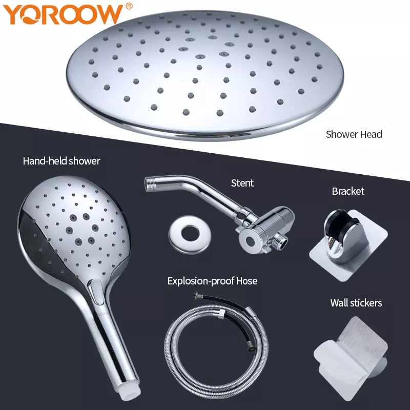 YOROOW High Pressure Rainfall Shower Head 3 Settings Hand Shower Combo 3 Functions Handheld Showerhead Combo with 10 Inch Extension Arm
