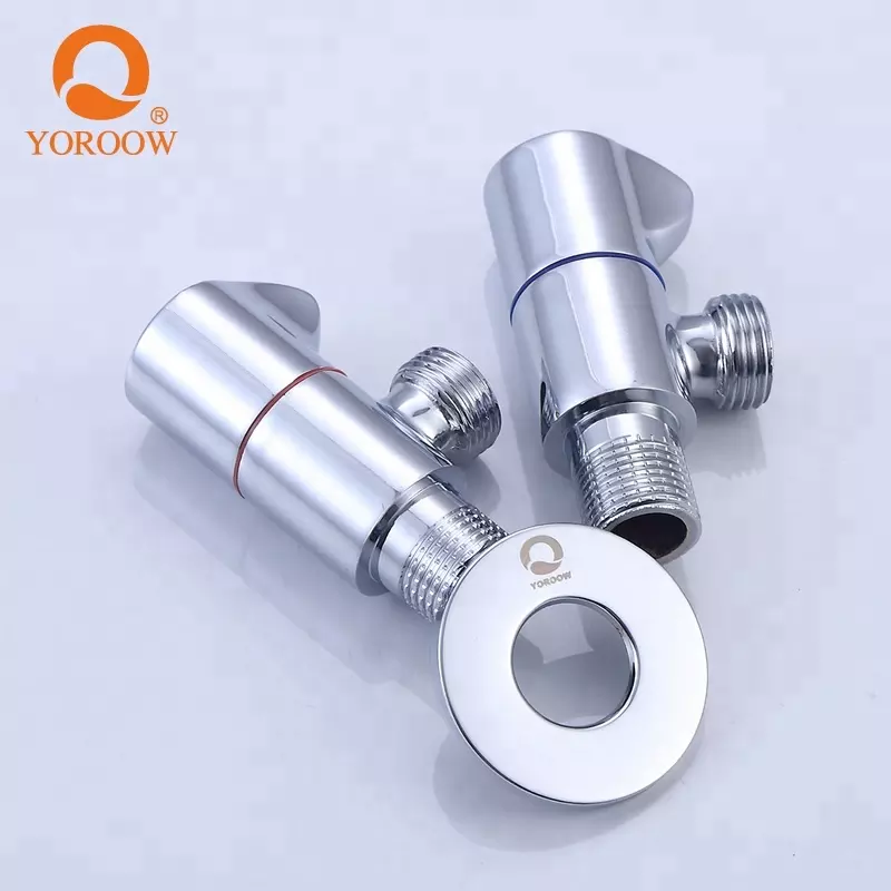 YOROOW Good Quality 1/2 Inch Chromed Wall Mounted Toilet Water Stop 90 Degree Round Handle Quick Open Bathroom Brass Angle Valve