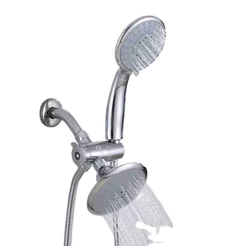 YOROOW Bathroom Chromed 3 Settings ABS Shower Head and Hand Shower Combo 3 Functions Handheld Shower Head Set