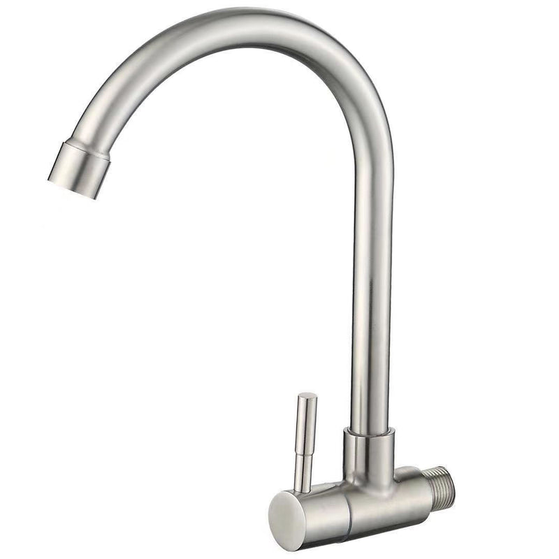 China Faucet Factory 304 Stainless Steel Cold Water Kitchen Faucet Wall Mounted Kitchen Sink Faucet with Flexible Hose