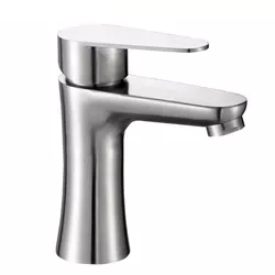 China Faucet Supplier Single Hole Bathroom Faucet Single Handle Basin Faucet Brushed Nickel 304 Stainless Steel Basin Faucet Mixer
