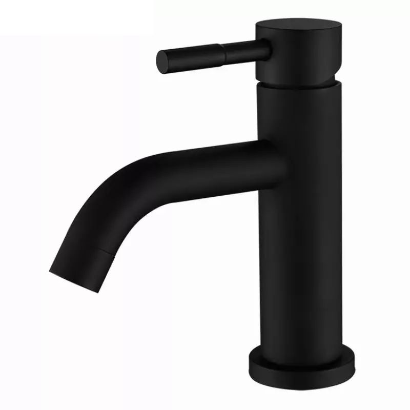 Hot Sale Hot and Cold Water 304 Stainless Steel Basin Faucet Mixer Single Hole Single Handle Black Color Basin Tap for Bathroom