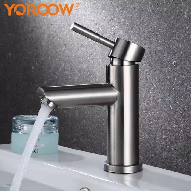 YOROOW Faucet Manufacturer Bathroom Basin Faucet Mixer Single Hole Modern Vanity Faucet Single Handle 304 Stainless Steel Bathroom Sink Faucet
