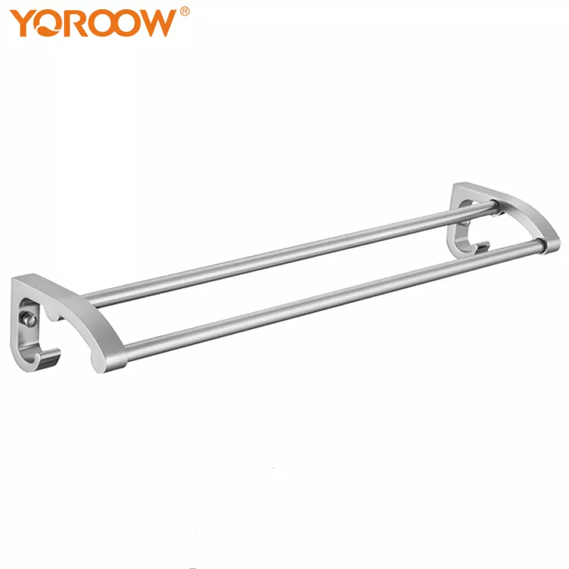 YOROOW factory price space aluminum bathroom accessories wall mounted double towel bar for bathroom