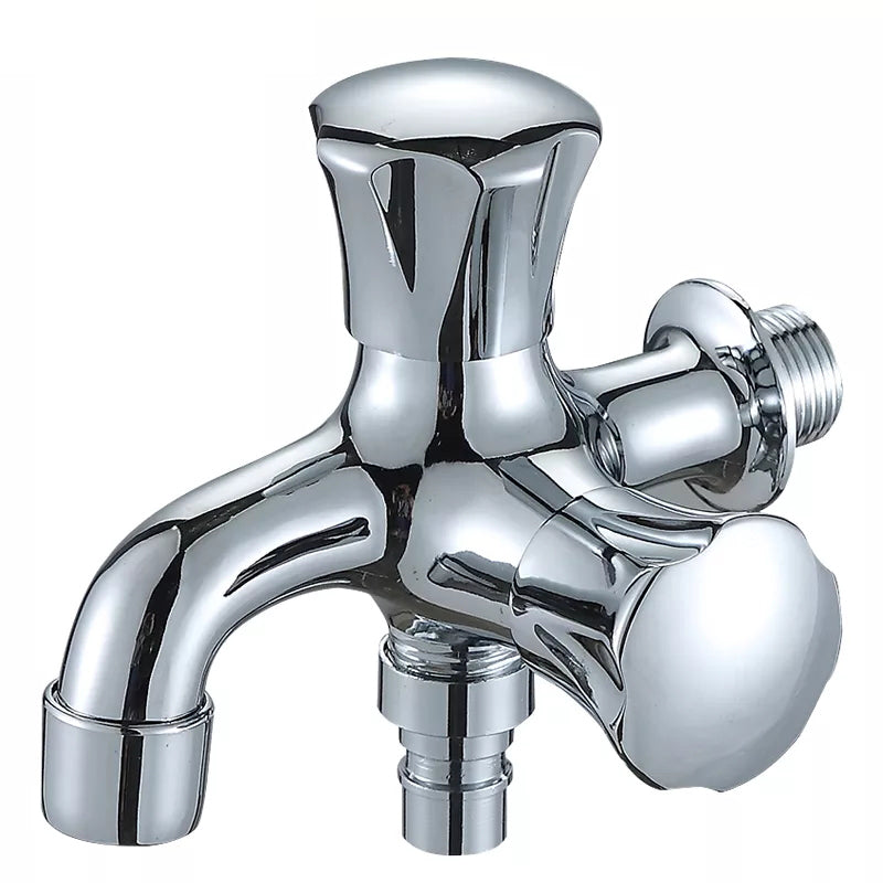 YOROOW Manufacturer New Design Zinc Body Tap Double Handle Bibcock 2-hole Wall Mounted Quick Open Two Way Faucet