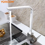 YOROOW Faucet Manufacturer New Style Single Handle Hot and Cold Water 304 Stainless Steel Kitchen Faucet Deck Mounted Square Kitchen Faucet Mixer