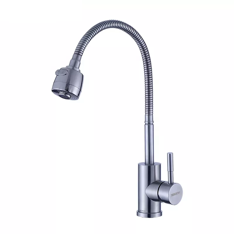 YOROOW Manufacturer New Style Single Handle Hot and Cold Water Deck Mounted 304 Stainless Steel Kitchen Faucet Mixer