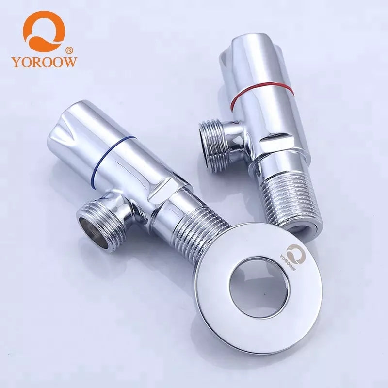 YOROOW Sanitary Manufacturer OEM Wall Mounted Toilet Water Angle Stop Valve 1/2inch*1/2inch Zinc Angle Valve for Bathroom