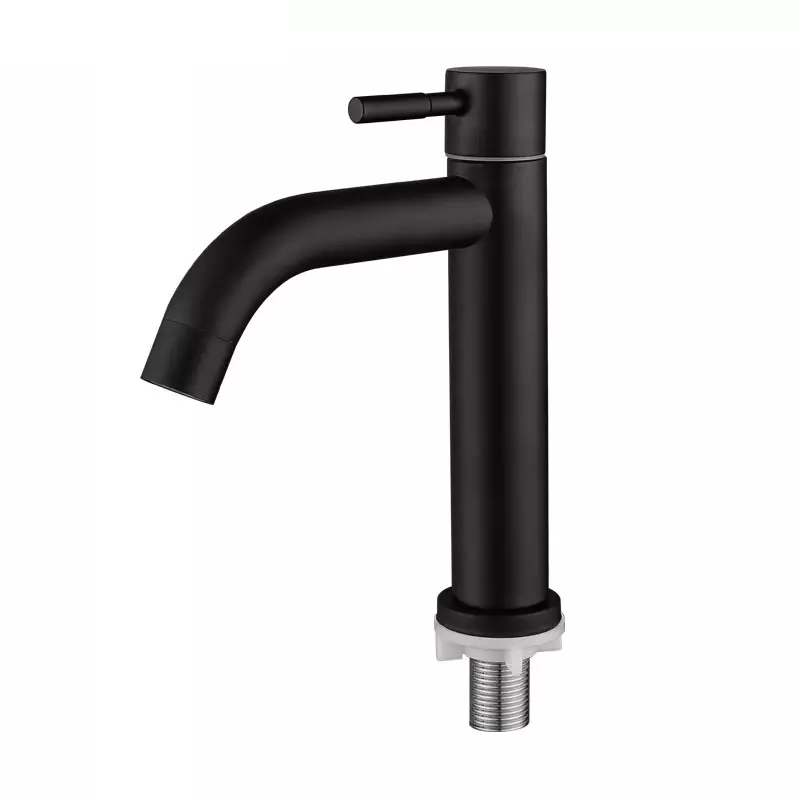 China Factory Black Color 304 Stainless Steel Basin Faucet Deck Mount Brushed Nickel Cold Water Basin Faucet For Bathroom