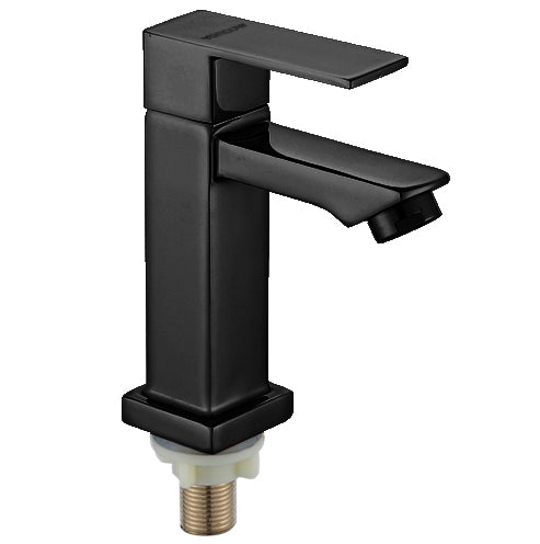 YOROOW Black Bathroom Faucet Single Handle Single Cold Water Sink Faucet Vanity Deck Mounted Bathroom Square Basin Faucet