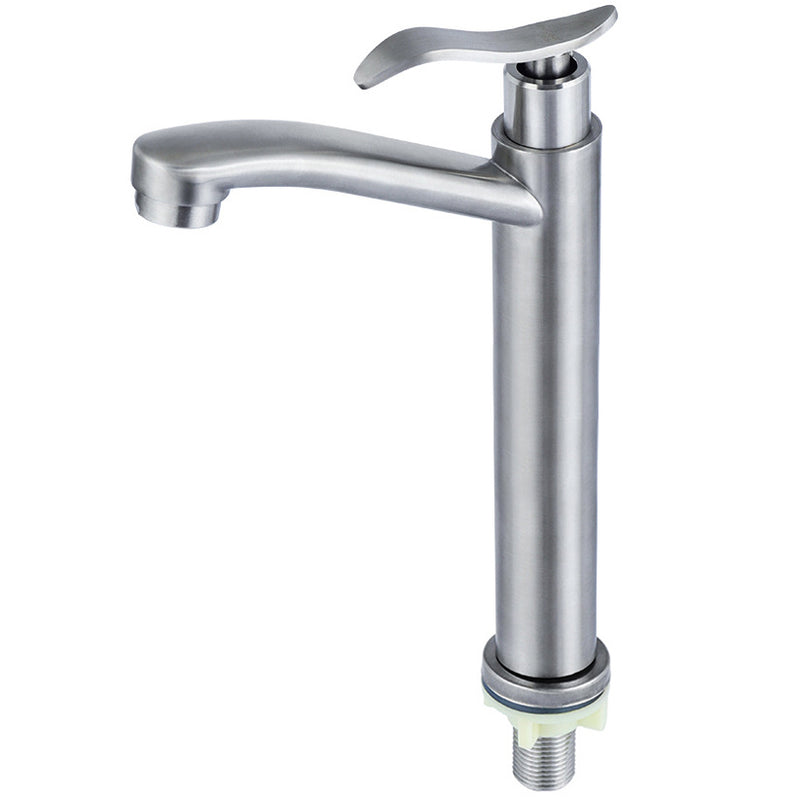 YOROOW 304SUS Basin Faucet Tall Body Chrome Plated Quick Open Cold Water Faucet for Bathroom