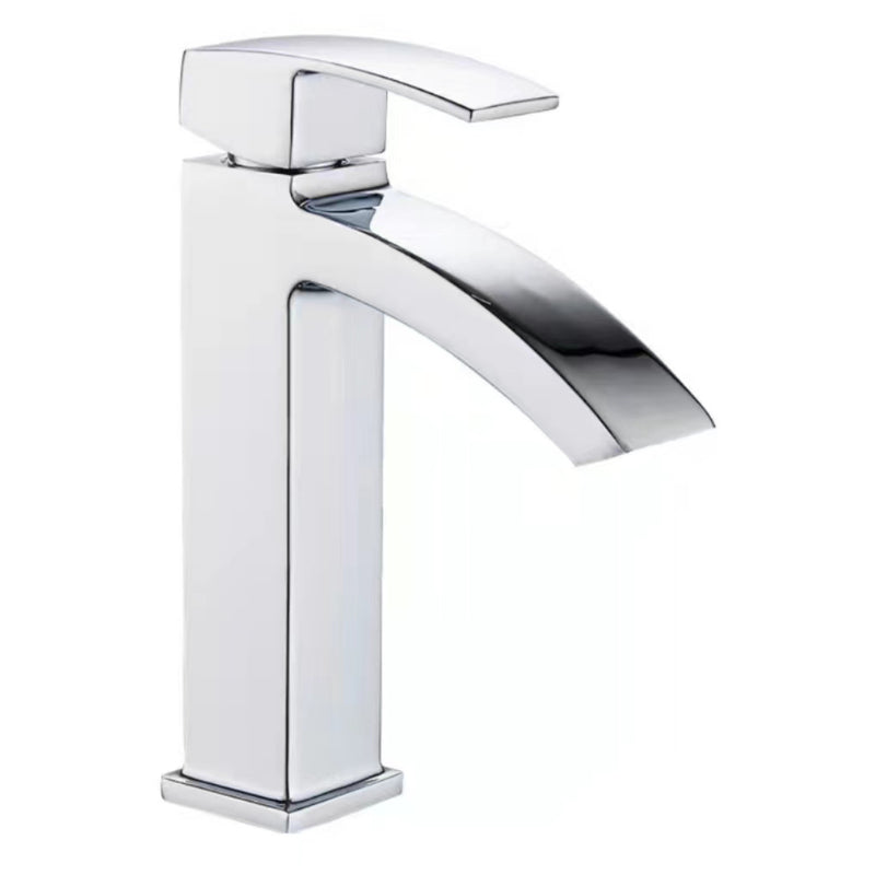 YOROOW Chrome Plated Basin Faucet Zinc Body Zinc Handle Square Cold Water Basin Faucet