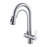 304 Stainless Steel Kitchen Sink Faucets with Pull Down Sprayer Single Handle Brushed Nickel Pull Out Kitchen Faucet