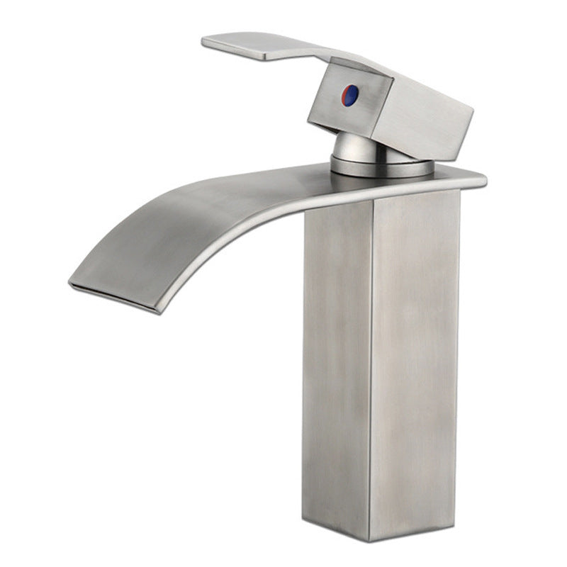 304 Stainless Steel Waterfall Spout Square Bathroom Faucet Mixer