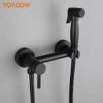 YOROOW Black Bathroom Bidet Sprayer Sets High Preuusre Zinc Body Toilet Water Pressure Control Sprayer