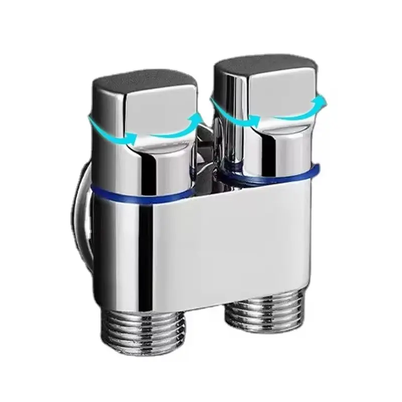 Válvula de cierre de agua automática de ángulo ultracorto Grifo clásico de zinc de 2 vías para lavadora Mini accesorio doméstico que ahorra espacio
