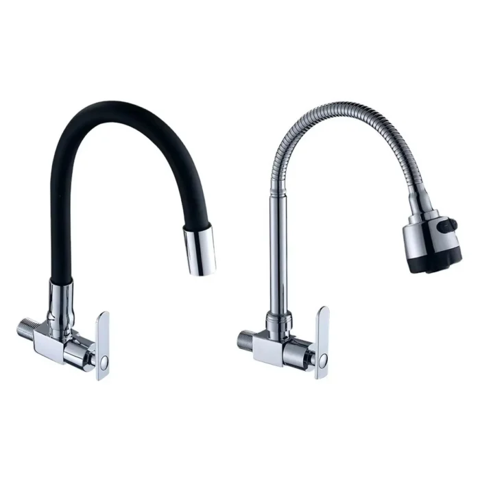 Venta directa de fábrica de latón antiguo montado en la pared grifo de la cocina moderna de zinc solo grifo frío níquel cepillado FinishSingle Handle