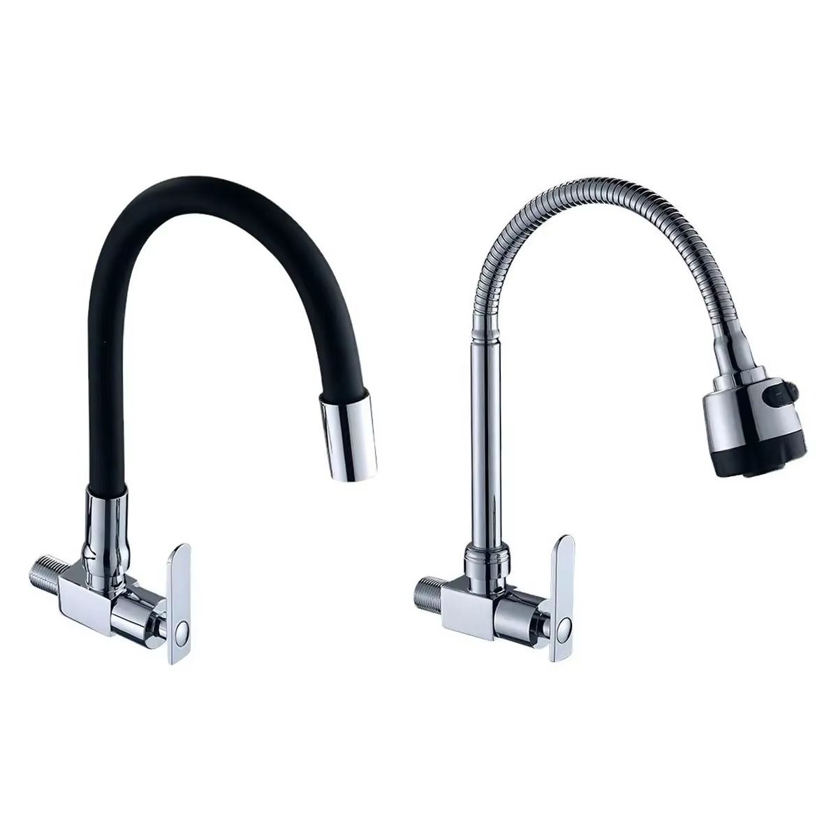 主图_1 Factory Direct Sale Antique Brass Wall Mounted Kitchen Faucet Modern Zinc Single Cold Tap Brushed Nickel FinishSingle Handle