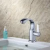 2024122106400417 Grifo monomando contemporáneo para lavabo de latón zincado con medidor de agua fría de plástico Grifo moderno para lavamanos de hogar para dormitorio
