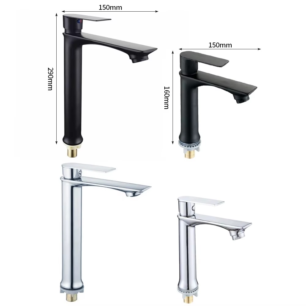 2024122106433148 Cost-effective Single-Hole Black Brass Basin Faucet for Bathroom Single-Handle Metered Faucet for School Use