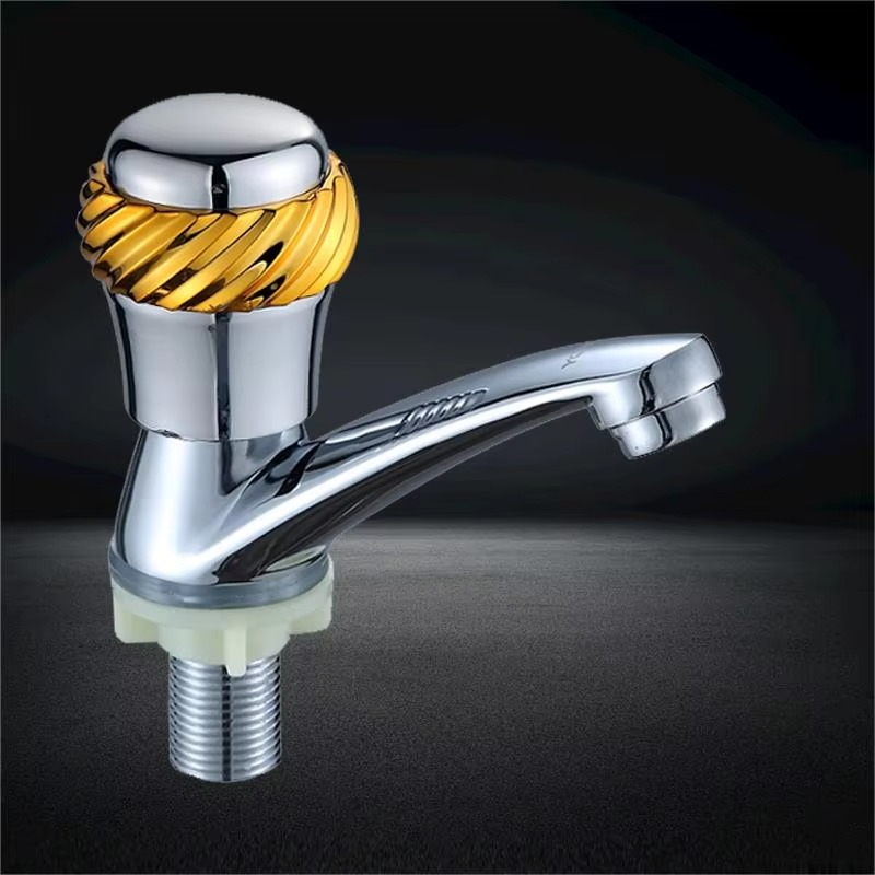 2024122107053926 Luxury Single-Hole Deck Mounted Basin Faucet Single-Handle Design Cold Water Tap with Metered Feature Brushed Surface Finish