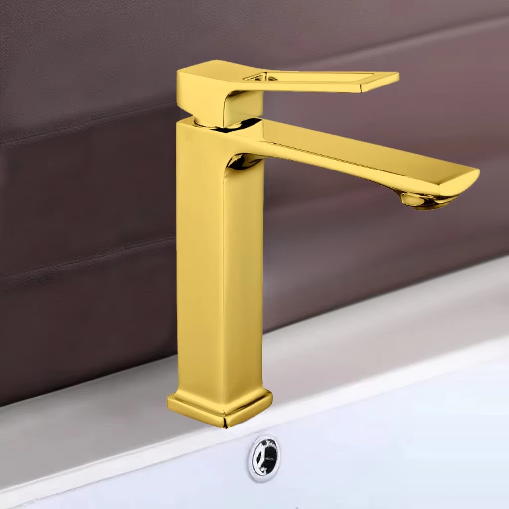 2024122107061977 Robinet de lavabo moderne en or à un trou avec fonctions thermostatiques et mesurées pour la salle de bains, le hall et la salle de sport