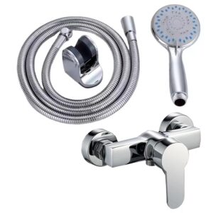 Modernes luxuriöses komplettes Duschset Einfaches Design mit verchromter Oberfläche Enthält Duschpaneele Mischerkopf Weicher Regenstrahl
