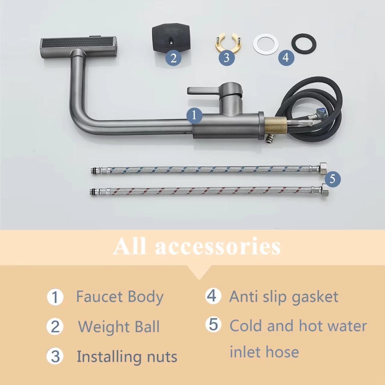 2024122109325132 Luxury Modern Pull-Out Waterfall Mixer Kitchen Faucet 201 Stainless Steel Ceramic Valve Core Commercial Tap Gun Grey