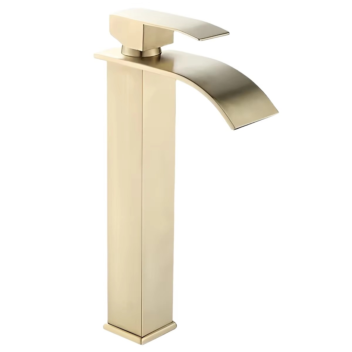 2024122208302252 Luxus Goldener Edelstahl gebürstetes Nickel Einhebelmischer mit Wasserfallauslauf Badezimmerarmatur Waschbeckenarmatur Mischbatterie