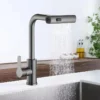 2024123008543264 Lujo Moderno Extraíble Cascada Mezclador Grifo De Cocina 201 Acero Inoxidable Válvula De Cerámica Núcleo Comercial Grifo Gun Grey