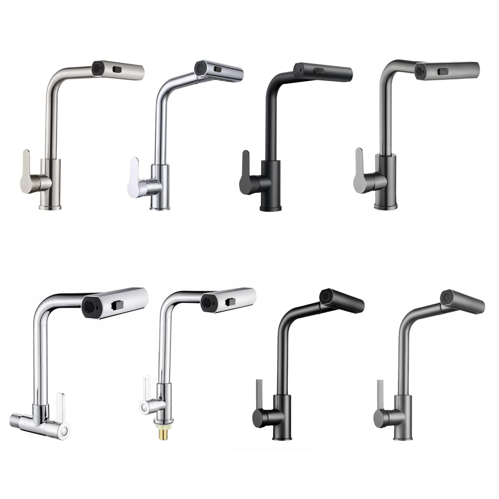2024123008543822 Luxury Modern Pull-Out Waterfall Mixer Kitchen Faucet 201 Stainless Steel Ceramic Valve Core Commercial Tap Gun Grey