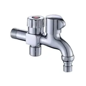 Wholesale Sanitary Ware Double Outlet Water Tap Tap Tap Tap double sortie Good Polished Wall Valve Fitting 2-Way Faucet Accessories for Balcony