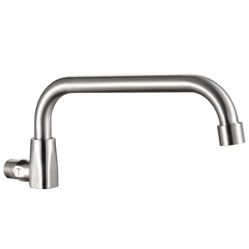 Vendas diretas da fábrica Torneira de cozinha de parede de aço inoxidável 304 de alavanca única Torneira giratória de água fria