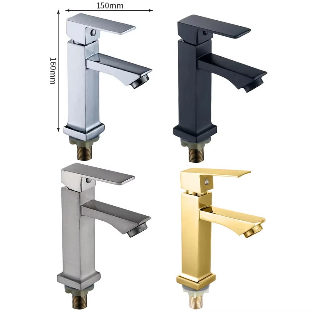主图_2 Contemporary Single-Hole Bathroom Basin Faucet Modern Design Single-Handle Cold Water Face Tap for Apartment or Hotel Use