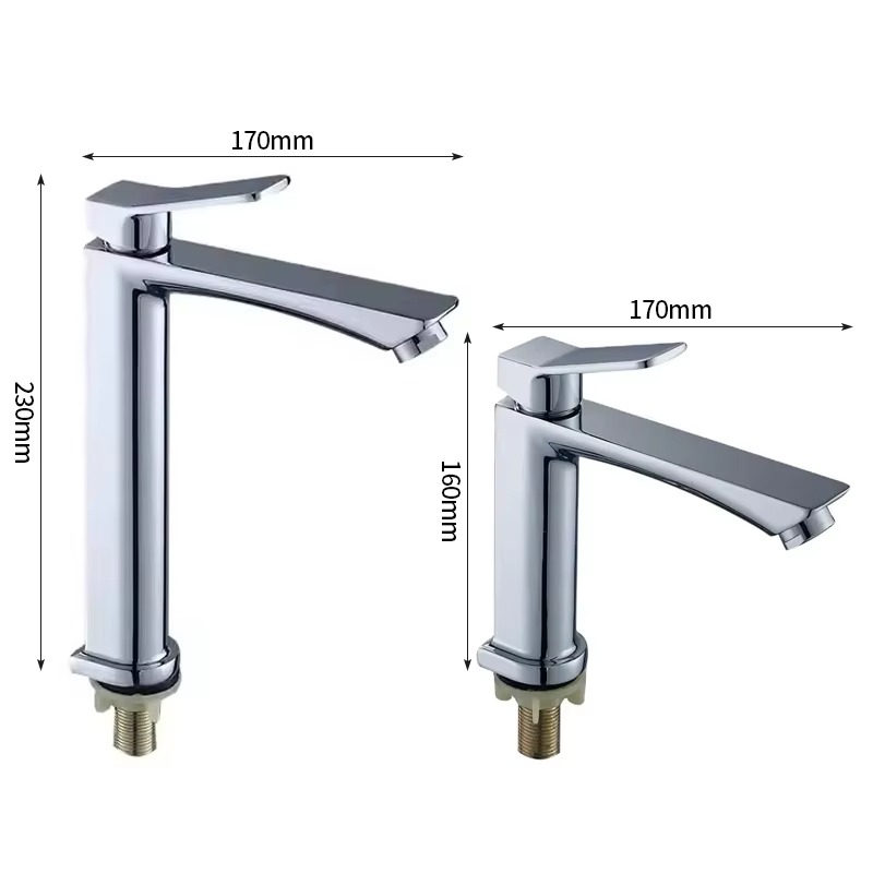 主图_3 Modern Luxury Single Hole Bathroom Faucet Chrome Zinc Alloy Single Cold Basin Tap with Metered Feature Single Handle