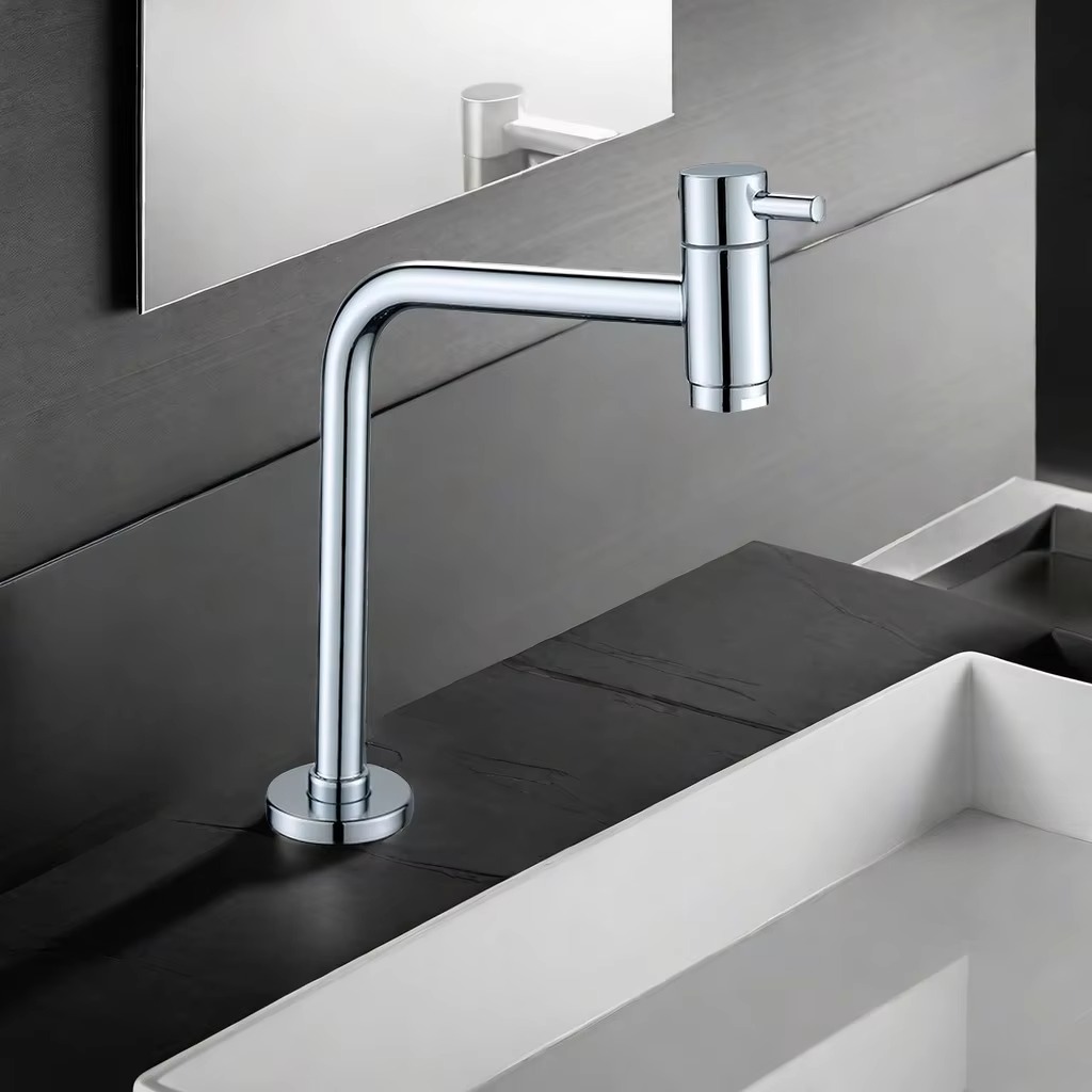 主图_3 Classic Single-Hole Stainless Steel Basin Tap Zinc Finish Fancy Black Design Brushed Surface Table Top Wash Basin Tap Metered