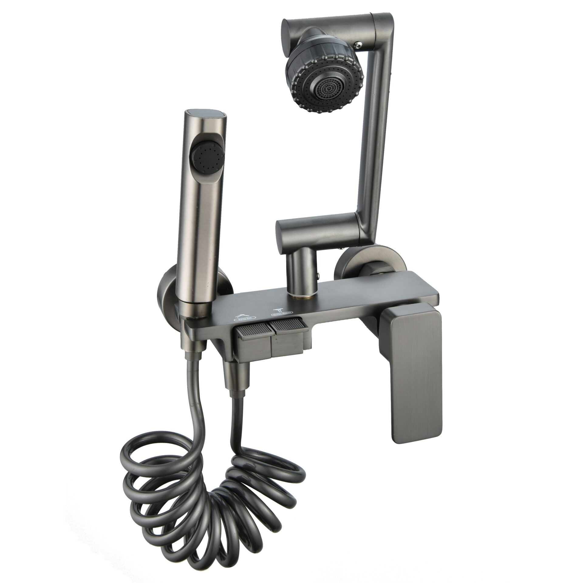 主主_4 سعر جيد صنبور مطبخ نحاسي مثبت على الحائط بذراع ميكانيكي دوار مسدس رمادي مقاوم للرذاذ، آلية مقاومة للرذاذ لشرفة المطبخ