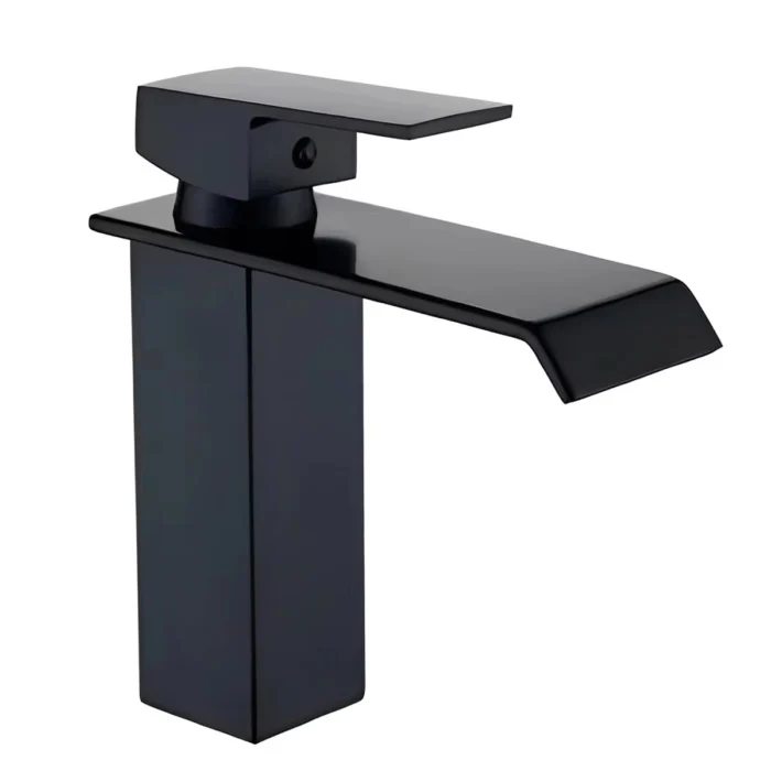 Contemporary Design 201 Stainless Steel Square Basin Faucet Thermostatic Handle Single Hole Mount Black Mixer for Modern Villas