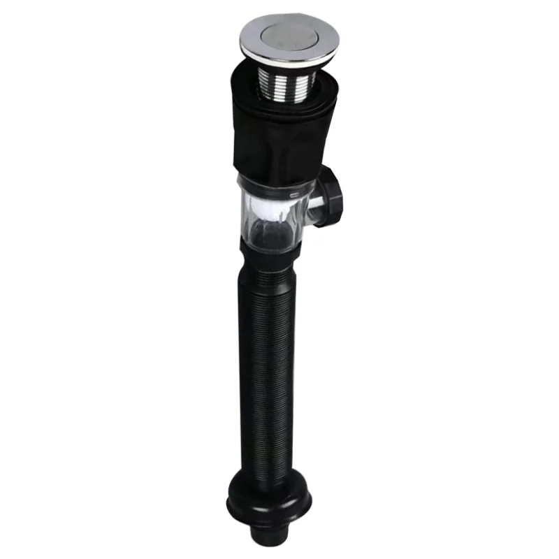 Tapa del tapón de agua del lavabo de latón con protección de fugas de tipo de prensa de núcleo de resorte para accesorios de lavabo de cerámica de baño