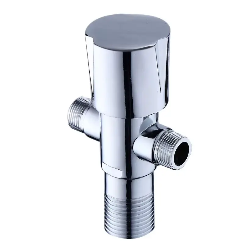 Robinet d'équerre à double sortie en alliage de zinc pour salle de bain, cuisine et appartement Accessoires de robinetterie pour usage domestique